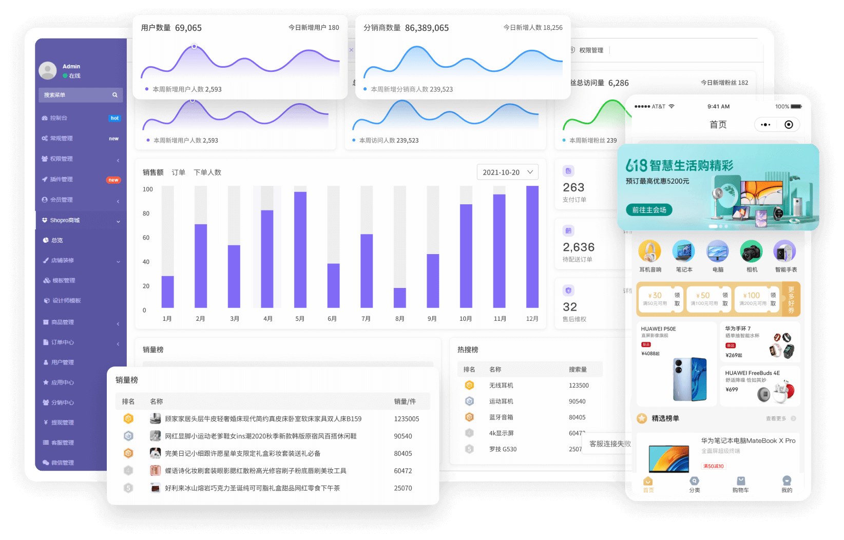 基于Fastadmin和Uniapp进行开发的多平台（微信公众号、微信小程序、H5网页、Android-App、IOS-App）购物商城